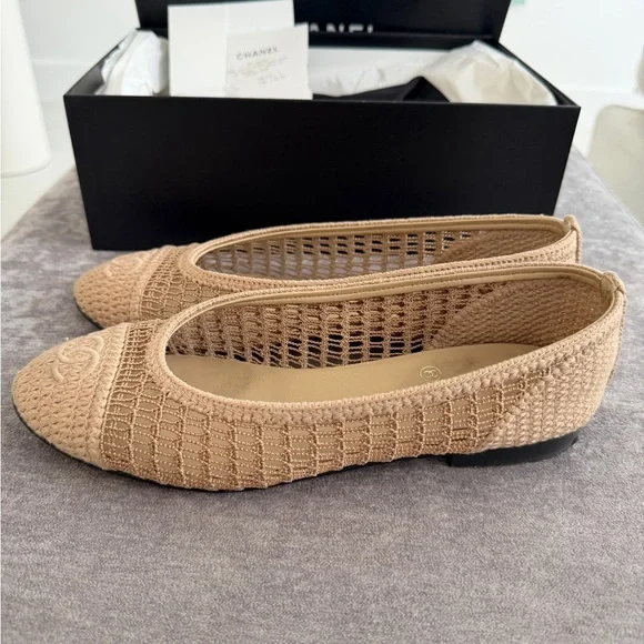 CHANEL Beige Crochet Ballet Flats - Picture 14 of 14
